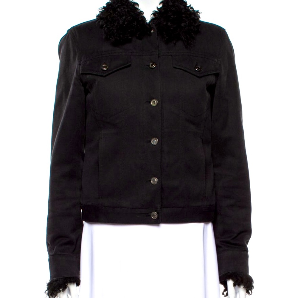 GUCCI fur lined black denim jacket